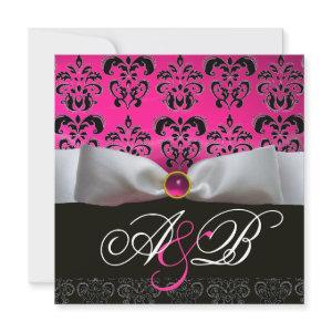 WHITE RIBBON PINK PURPLE BLACK  DAMASK MONOGRAM