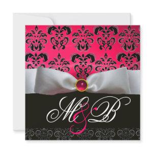 WHITE RIBBON PINK RED RUBY BLACK  DAMASK MONOGRAM