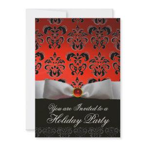 WHITE RIBBON RED BLACK  DAMASK HOLIDAY PARTY Ruby