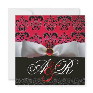 WHITE RIBBON RED BURGUNDY BLACK  DAMASK MONOGRAM