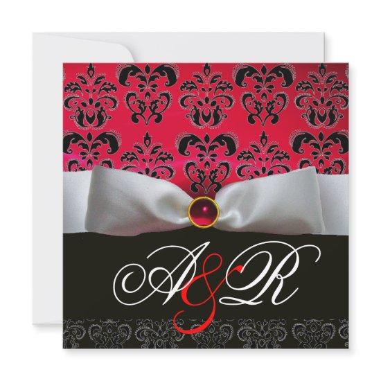 WHITE RIBBON RED BURGUNDY BLACK  DAMASK MONOGRAM
