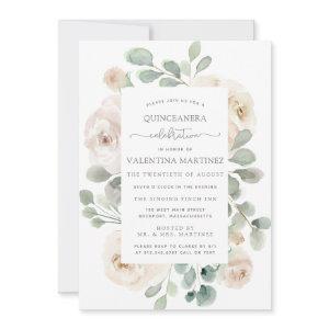 White Rose Floral Botanical Quinceanera