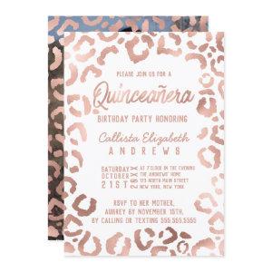 White Rose Gold Cheetah Leopard Quinceañera Photo
