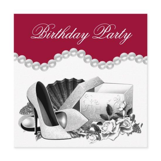 White Rose Pearls High Heels Red Birthday Party