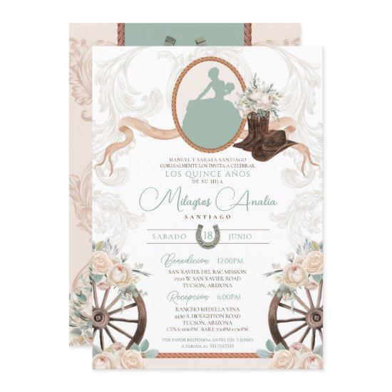 White Rose Sage Elegant Charro Western Quinceanera