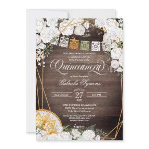 White Roses Elegant Western Charro Quinceanera Inv