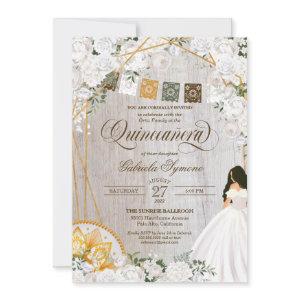 White Roses Elegant Western Charro Quinceanera Inv