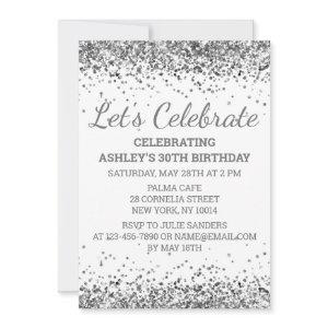 White Silver Glitter 30th Birthday Let's Celebrate