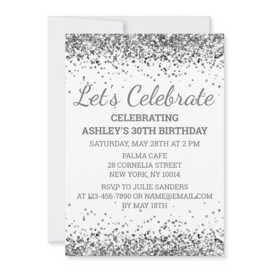 White Silver Glitter 30th Birthday Let's Celebrate