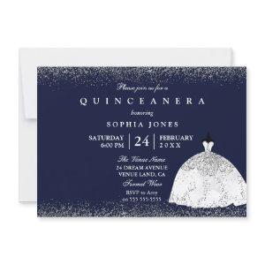 White Silver Glitter Dress Quinceanera Party