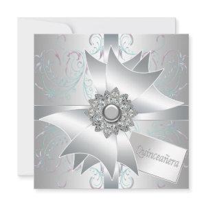 White Teal Swirls Quinceanera
