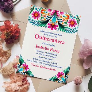White Vibrant Floral Quinceanera Mexican Fiesta