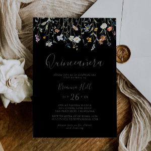 Wild Multicolor Floral Black Quinceañera