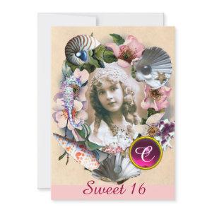 WILD ROSES AND SEA SHELLS SWEET 16 PHOTO TEMPLATE