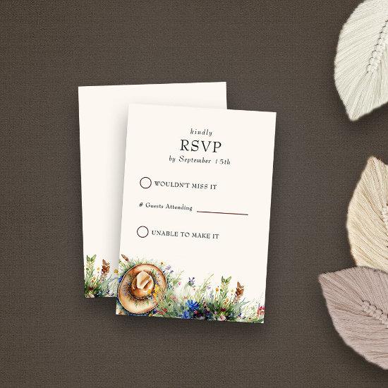 Wildflower Cowgirl Rustic Floral Simple RSVP Card