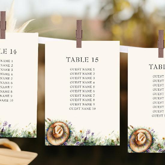 Wildflower Cowgirl Rustic Seating Plan Card