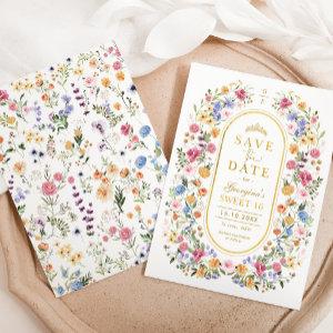 Wildflower Sweet 16 Quinceanera Save the Date Announcement Postcard