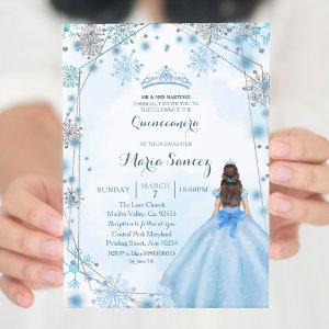Winter Blue Mexican Girl Charra Mis Quince Invite