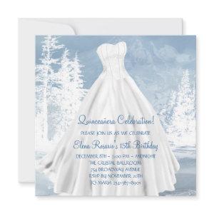 Winter Blue Snowflakes Quinceanera