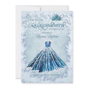Winter blue Watercolor hand drawn ball dress