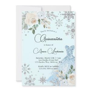 Winter Floral Light Blue And Silver Quinceanera