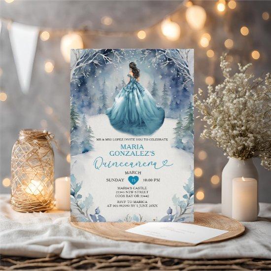Winter Forest Princess Turquoise Dress Quinceañera