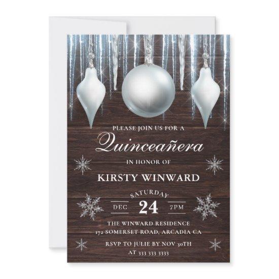 Winter Glass Baubles & Snowflakes Quinceanera
