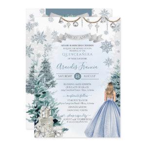 Winter Holidays Glitter Snowflake Blue Quinceañera