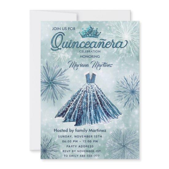 Winter modern Watercolor hand drawn ball dress