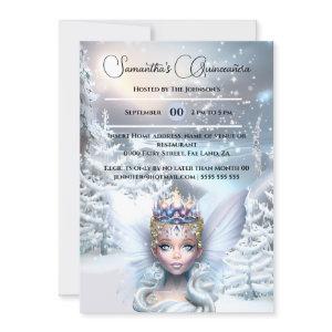 Winter princess fairy blue forest snow moonlit