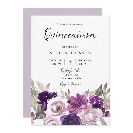 Winter Purple Lavender Floral Quinceanera Party