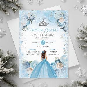 Winter Quinceañera Snowflakes Dusty Blue Crown