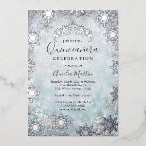 Winter Snowflake Blue Silver Quinceanera Foil