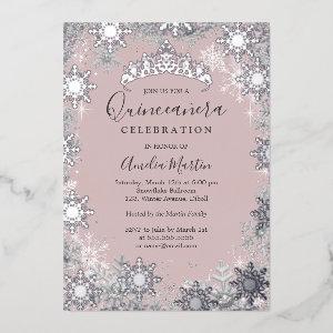 Winter Snowflake Blush Silver Quinceanera Foil