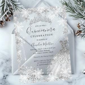 Winter Snowflake Clear Fosted Quinceanera   Acrylic