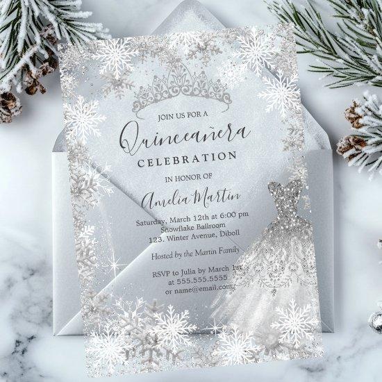 Winter Snowflake Clear Fosted Quinceanera   Acrylic