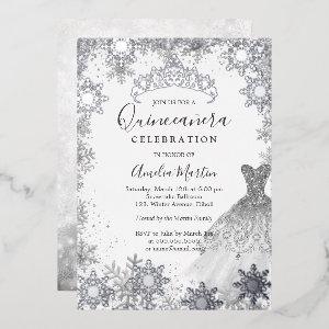 Winter Snowflake Silver Quinceanera  Foil