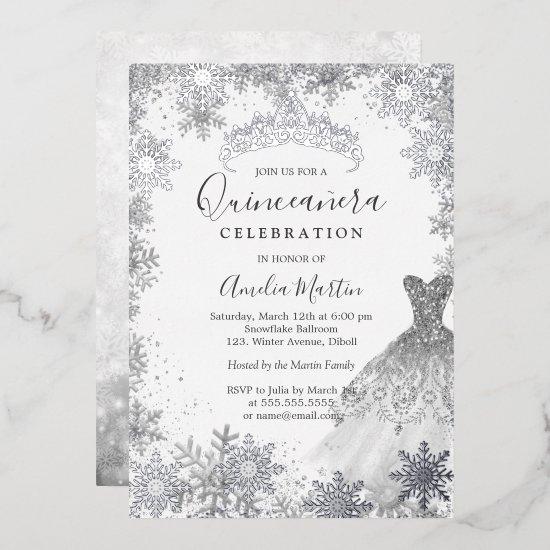 Winter Snowflake Silver Quinceanera  Foil