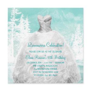 Winter Turquoise Blue Snowflakes Quinceanera