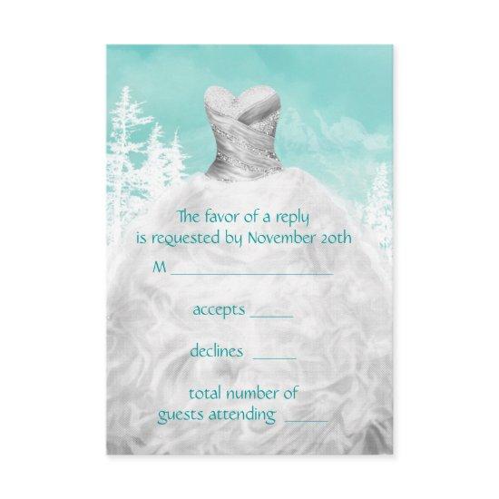 Winter Turquoise Blue Snowflakes Quinceanera RSVP