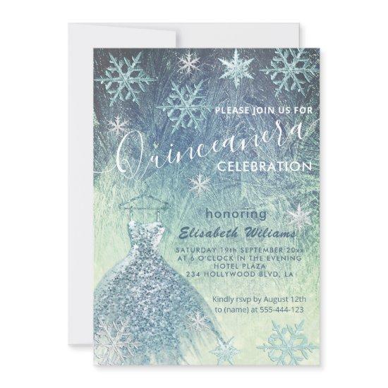 Winter wonderland blue dress glittery ombre invita