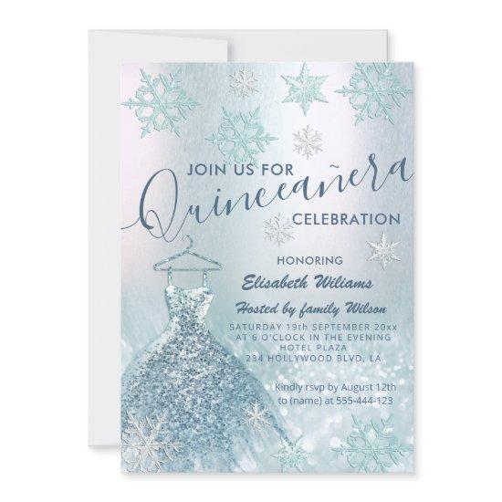 Winter wonderland blue dress glittery ombre