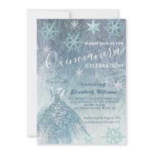 Winter wonderland blue dress glittery Quinceañera