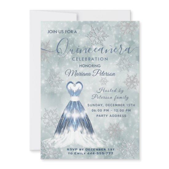 Winter wonderland dusty blue Quinceañera