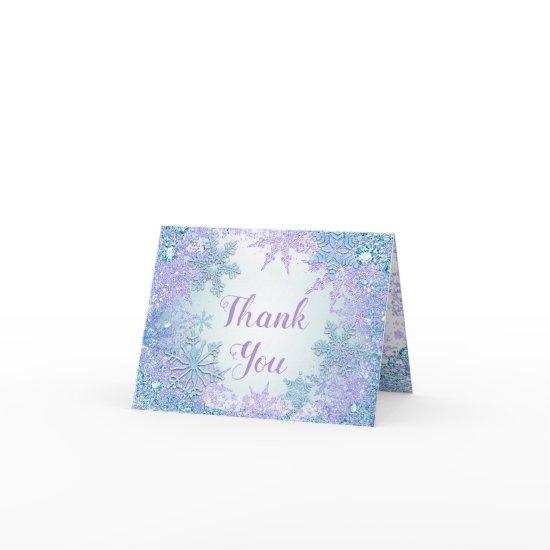 Winter Wonderland Frozen Snowflake Thank You Cards