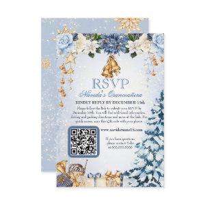 Winter Wonderland Holiday Quinceanera QR Code RSVP Card