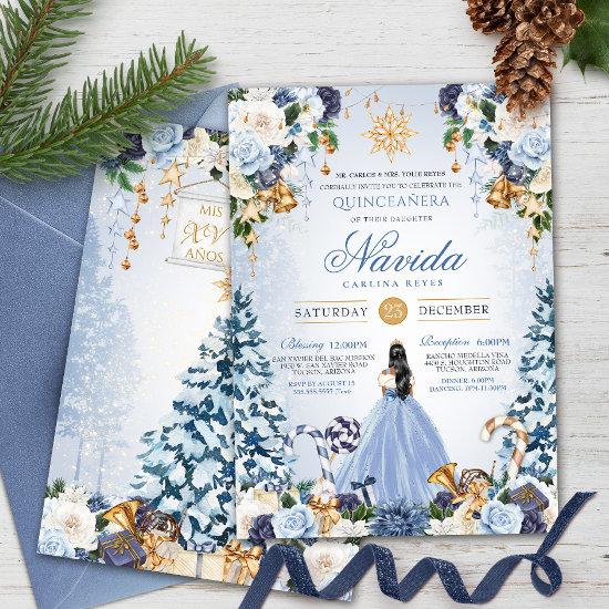 Winter Wonderland Light Blue Floral Quinceanera