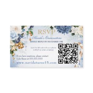 Winter Wonderland Light Blue Quinceanera RSVP Enclosure Card