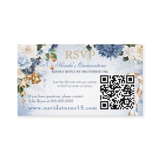 Winter Wonderland Light Blue Quinceanera RSVP Enclosure Card