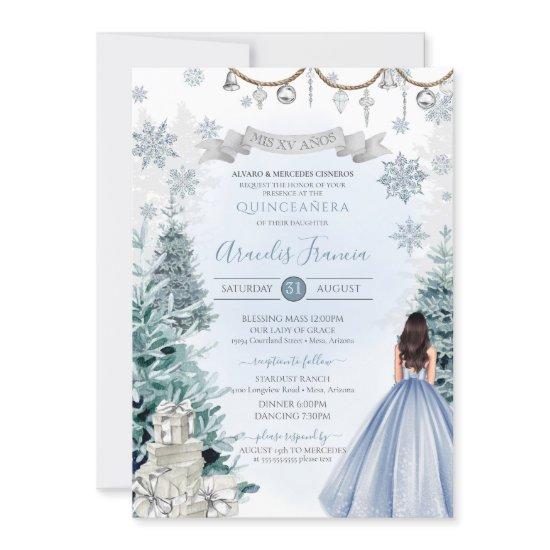 Winter Wonderland Light Blue Snowflake Quinceanera